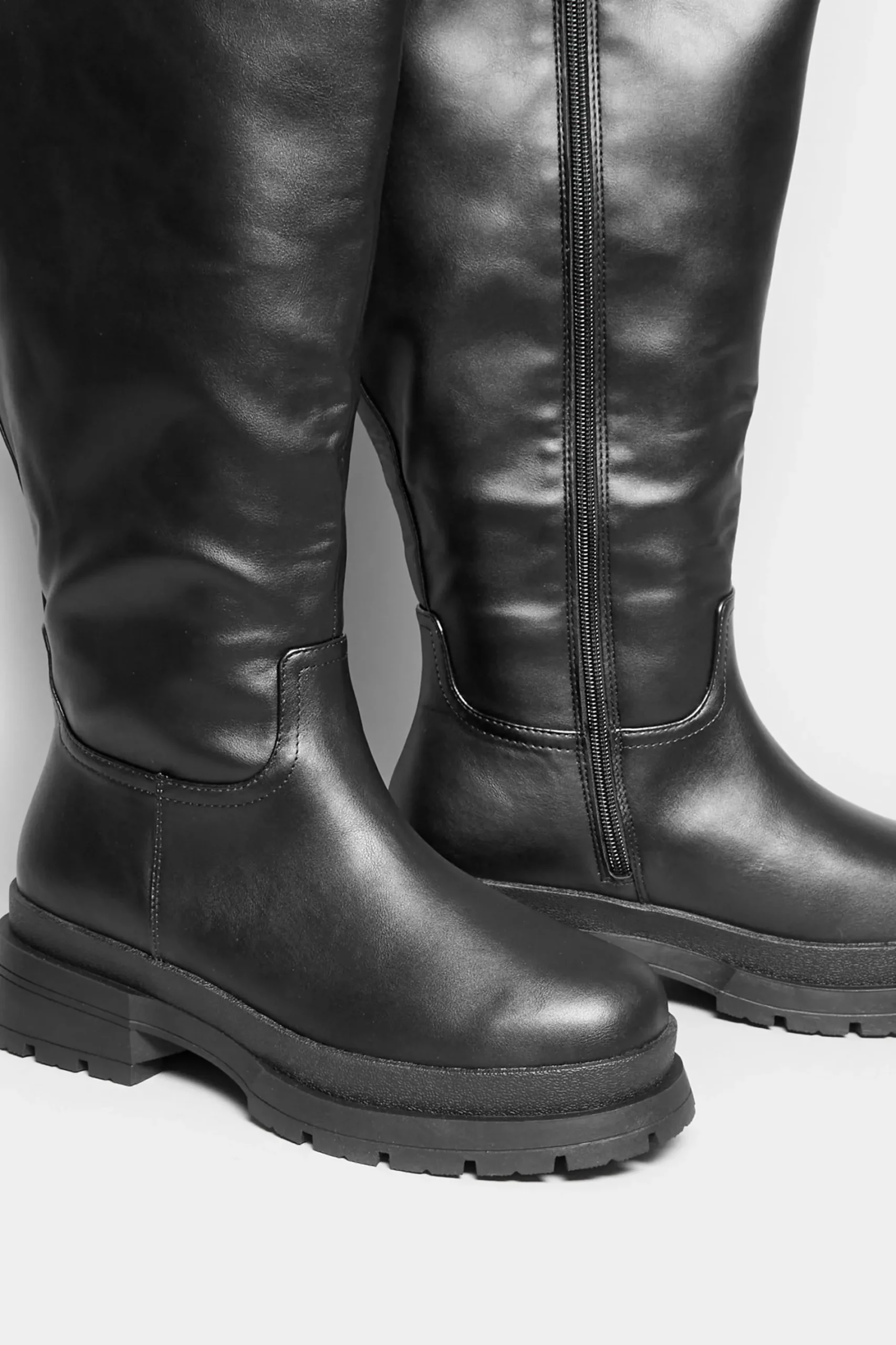 M&Co Yours Yours Limited Collection Black Faux Leather Pull On Knee High Boots In Extra Wide Eee Fit>Women Boots