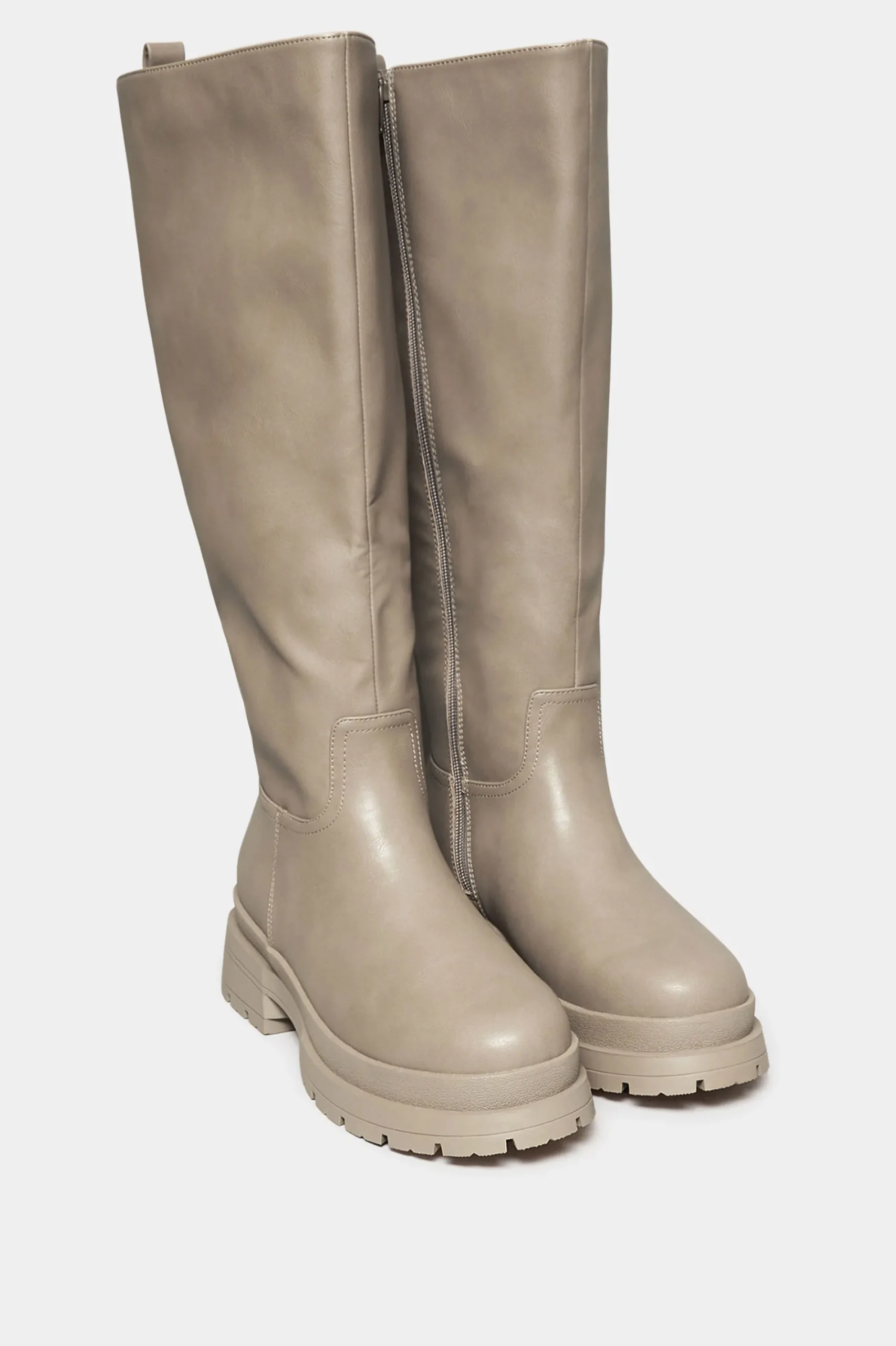 M&Co Yours Yours Limited Collection Beige Brown Faux Leather Knee High Boots In Extra Wide Eee Fit>Women Boots