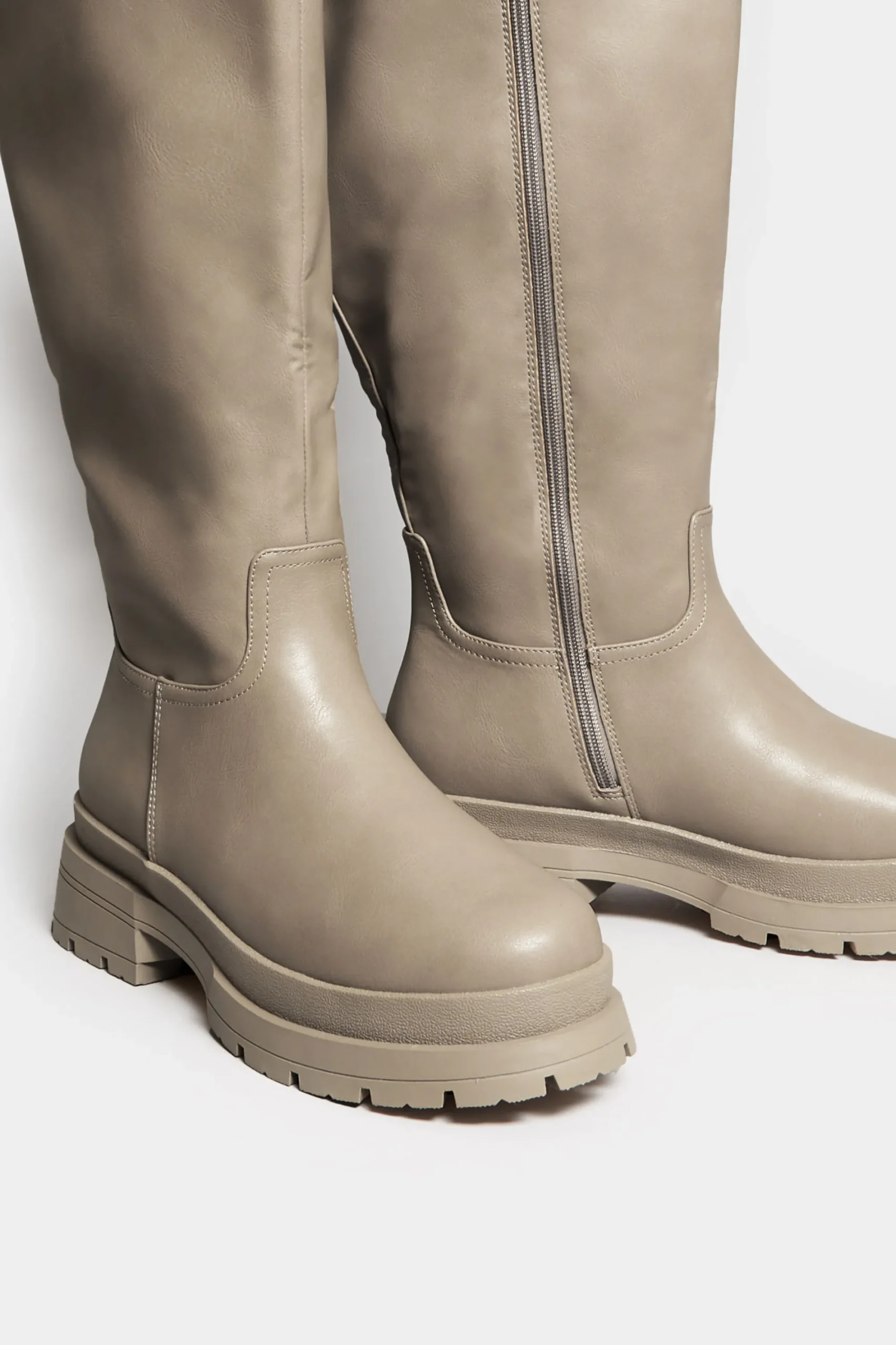 M&Co Yours Yours Limited Collection Beige Brown Faux Leather Knee High Boots In Extra Wide Eee Fit>Women Boots