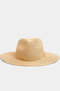 M&Co Yours Yours Natural Brown Straw Fedora Hat>Women Hats