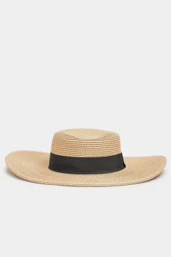 M&Co Yours Yours Natural Brown Straw Wide Brim Boater Hat>Women Hats