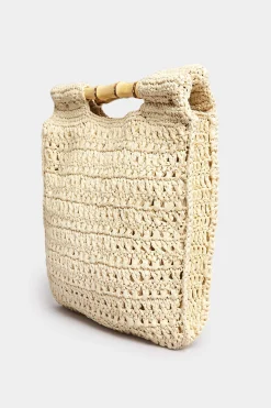 M&Co Yours Yours Natural Brown Crochet Bamboo Bag>Women Bags