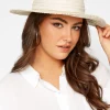 M&Co Yours Yours Natural Brown & White Contrast Straw Boater Hat>Women Hats