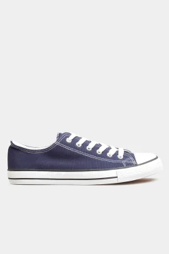 M&Co Yours Yours Navy Blue Low Canvas Trainer In Wide E Fit><noscript><img width=