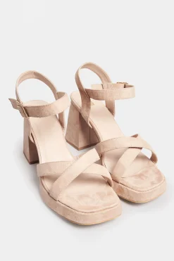 M&Co Yours Yours Nude Platform Flat Sandal Heels In Wide E Fit & Extra Wide Eee Fit>Women Heels