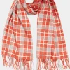 M&Co Yours Yours Orange Check Print Tassel Scarf>Women Scarves