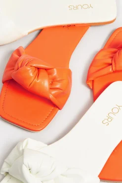 M&Co Yours Yours Orange Knot Mule Sandals In Extra Wide Eee Fit><noscript><img width=