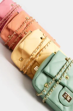 M&Co Yours Yours Orange Studded Quilted Chain Bag><noscript><img width=