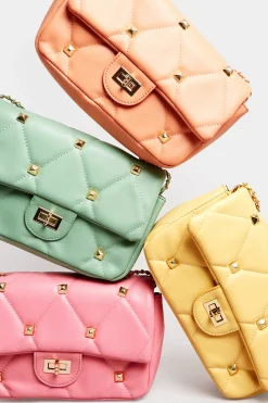 M&Co Yours Yours Orange Studded Quilted Chain Bag><noscript><img width=