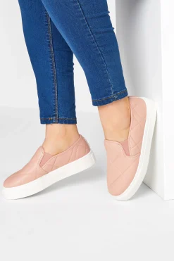 M&Co Yours Yours Pink Quilted Slip-On Trainers In Extra Wide Eee Fit>Women Flat Shoes