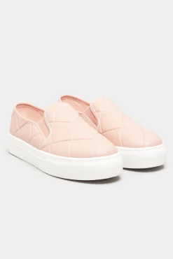 M&Co Yours Yours Pink Quilted Slip-On Trainers In Extra Wide Eee Fit>Women Flat Shoes