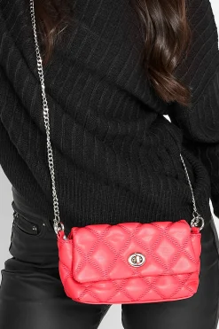 M&Co Yours Yours Pink Quilted Diamante Strap Cross Body Bag>Women Bags