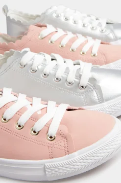 M&Co Yours Yours Pink Scalloped Edge Trainers In Wide E Fit><noscript><img width=