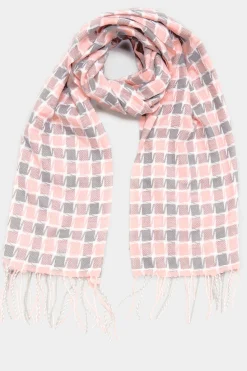 M&Co Yours Yours Pink Square Check Tassel Scarf>Women Scarves