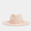 M&Co Yours Yours Pink Straw Fedora Hat>Women Hats