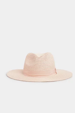 M&Co Yours Yours Pink Straw Fedora Hat>Women Hats