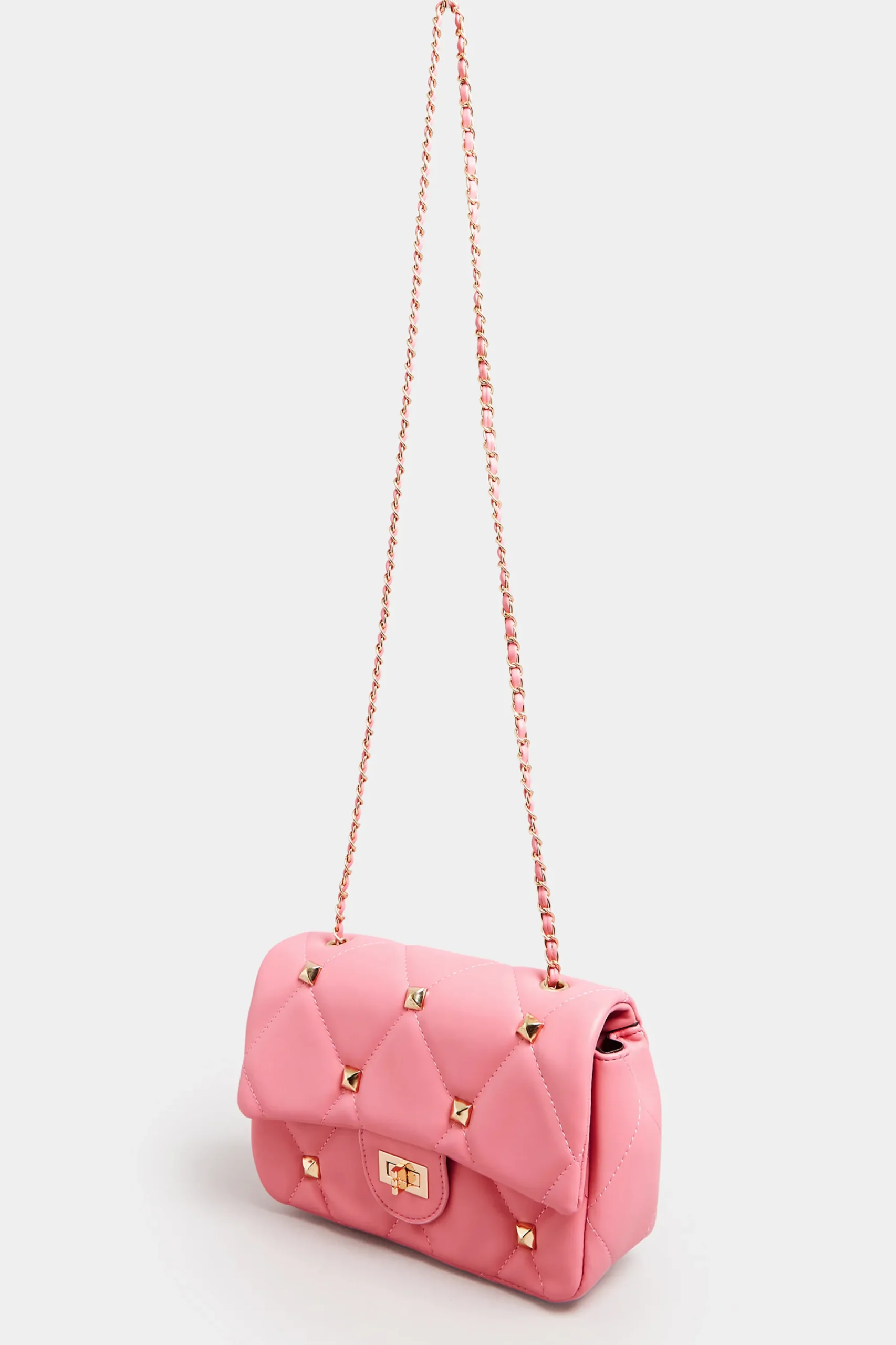 M&Co Yours Yours Pink Studded Quilted Chain Bag>Women Bags