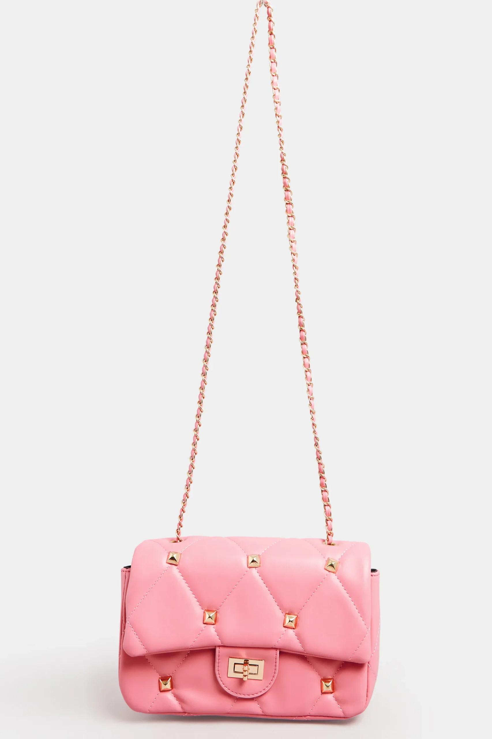 M&Co Yours Yours Pink Studded Quilted Chain Bag>Women Bags