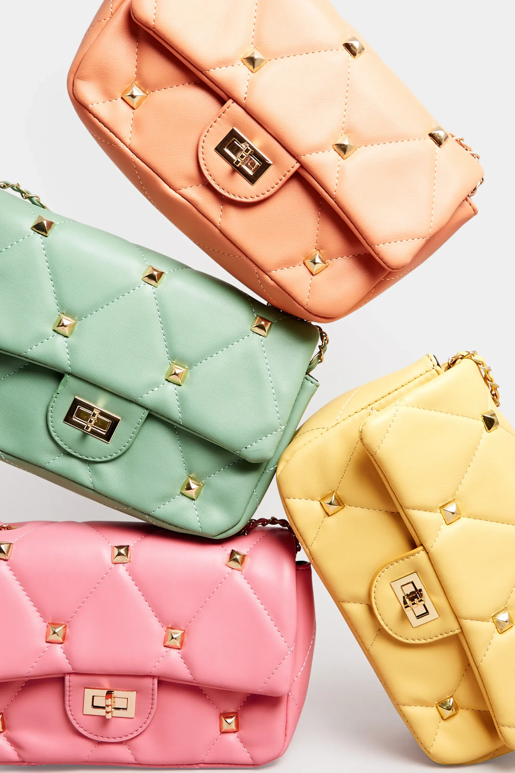 M&Co Yours Yours Pink Studded Quilted Chain Bag>Women Bags