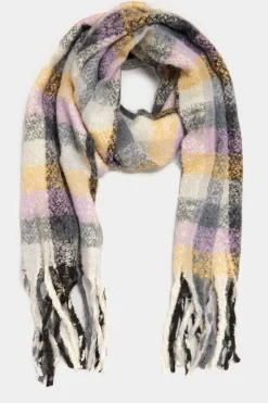 M&Co Yours Yours Purple Check Print Super Soft Scarf>Women Scarves