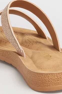 M&Co Yours Yours Rose Gold & Brown Glitter Strap Mule Sandals In Extra Wide Eee Fit><noscript><img width=