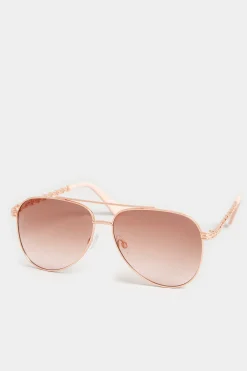 M&Co Yours Yours Rose Gold Chain Aviator Sunglasses>Women Sunglasses