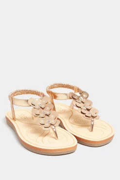 M&Co Yours Yours Rose Gold Diamante Butterfly Sandals In Extra Wide Eee Fit>Women Flat Shoes