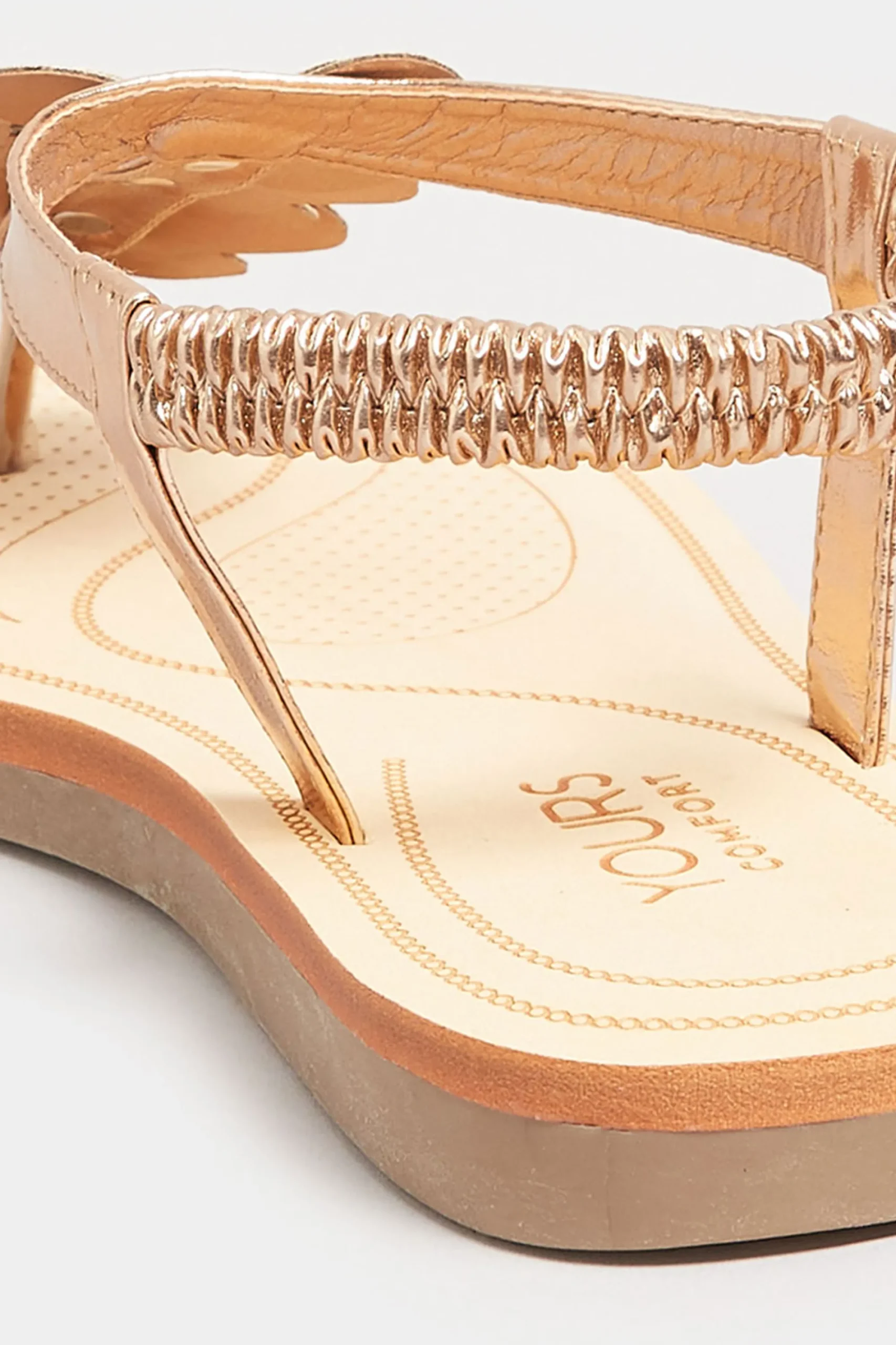 M&Co Yours Yours Rose Gold Diamante Butterfly Sandals In Extra Wide Eee Fit>Women Flat Shoes