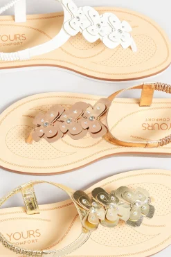 M&Co Yours Yours Rose Gold Diamante Butterfly Sandals In Extra Wide Eee Fit><noscript><img width=