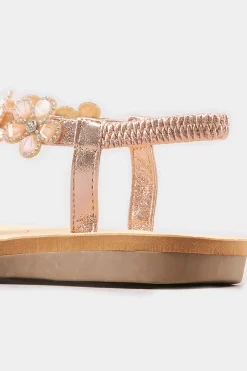 M&Co Yours Yours Rose Gold Diamante Flower Sandals In Wide E Fit & Extra Wide Fit><noscript><img width=