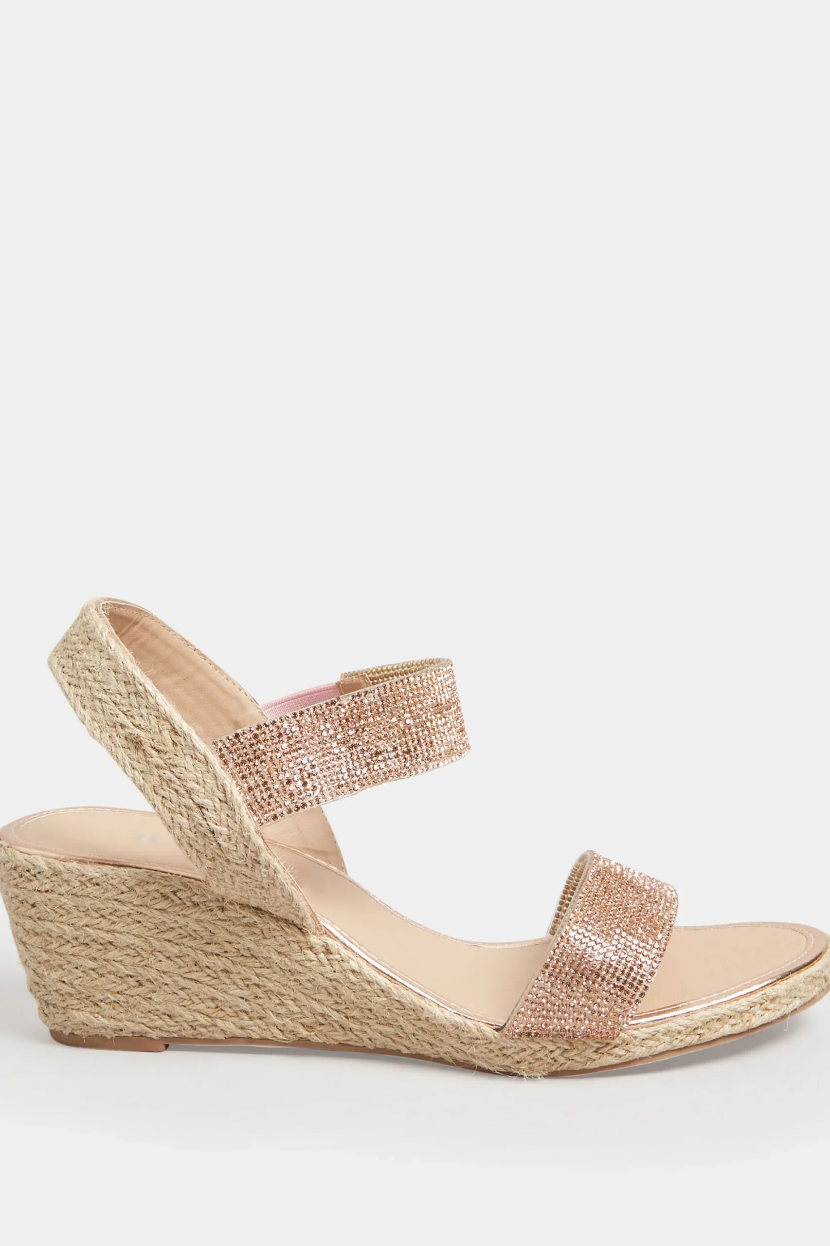 M&Co Yours Yours Rose Gold Diamante Embellished Espadrille Wedges In Wide E Fit & Extra Wide Eee Fit>Women Sandals
