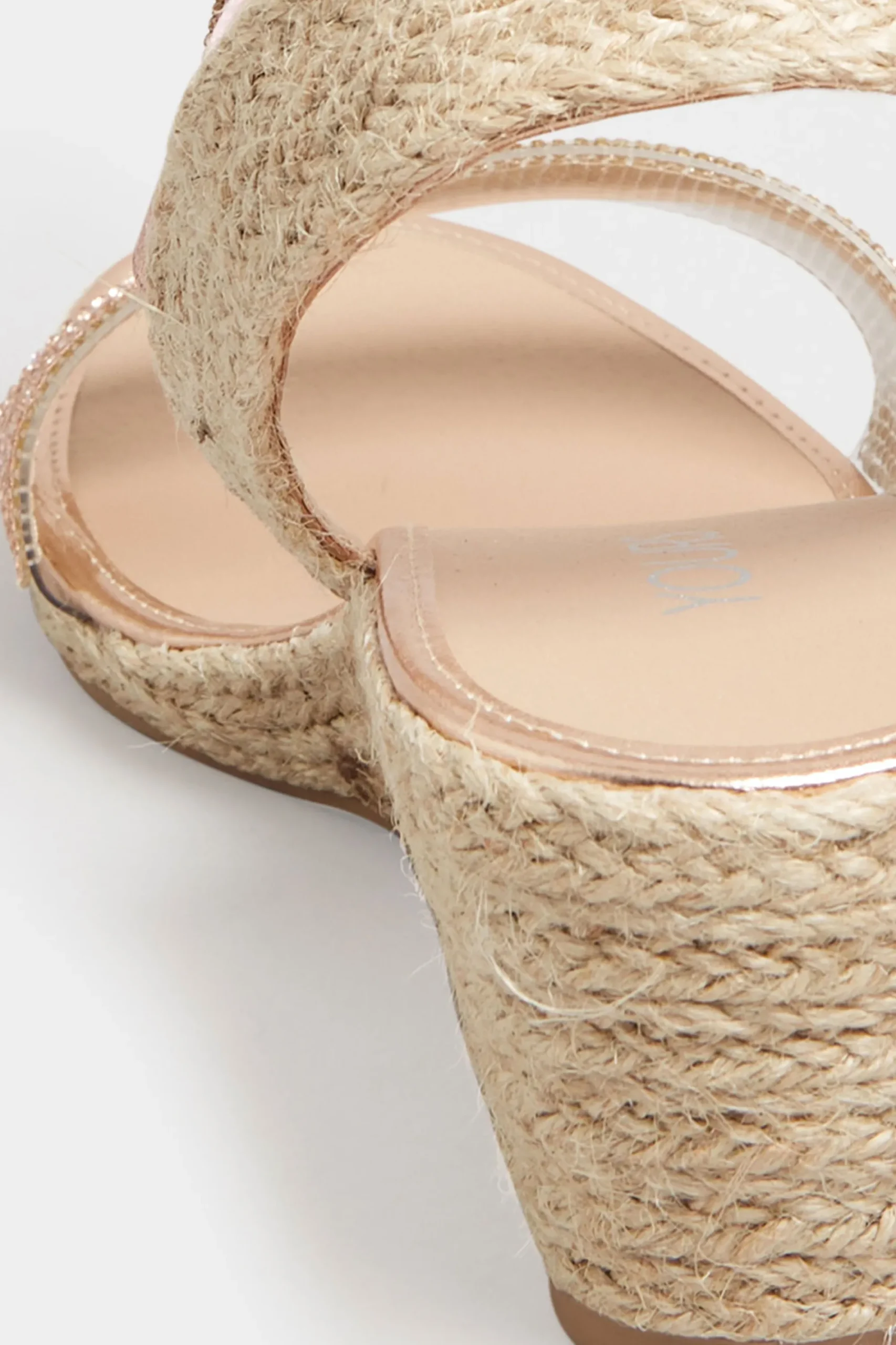 M&Co Yours Yours Rose Gold Diamante Embellished Espadrille Wedges In Wide E Fit & Extra Wide Eee Fit>Women Sandals