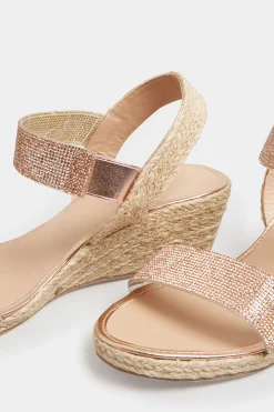 M&Co Yours Yours Rose Gold Diamante Embellished Espadrille Wedges In Wide E Fit & Extra Wide Eee Fit><noscript><img width=