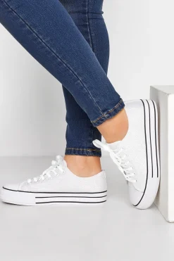 M&Co Yours Yours Silver Canvas Glitter Platform Trainers In Wide E Fit>Women Trainers