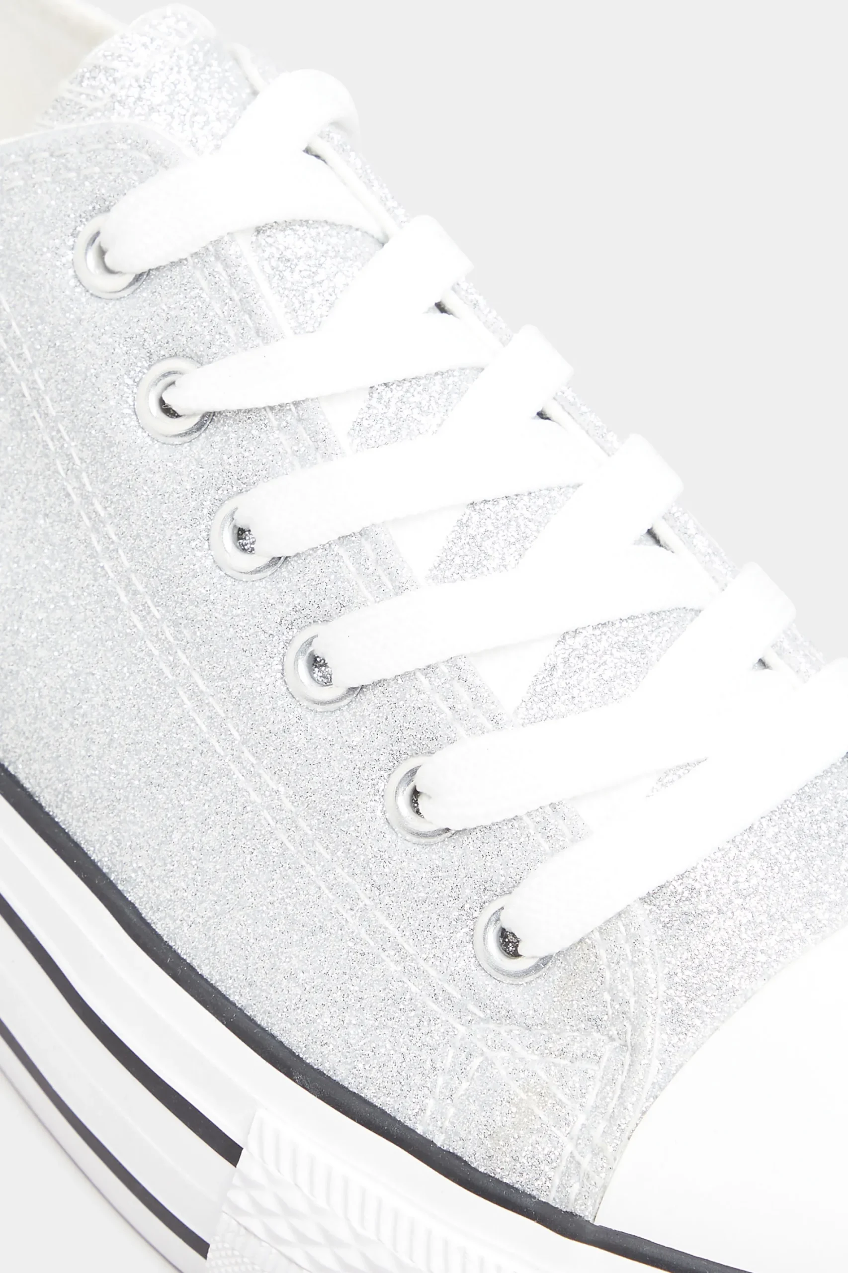 M&Co Yours Yours Silver Canvas Glitter Platform Trainers In Wide E Fit>Women Trainers