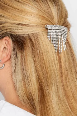 M&Co Yours Yours Silver Diamante Tassel Hairslide>Women Hair Accessories