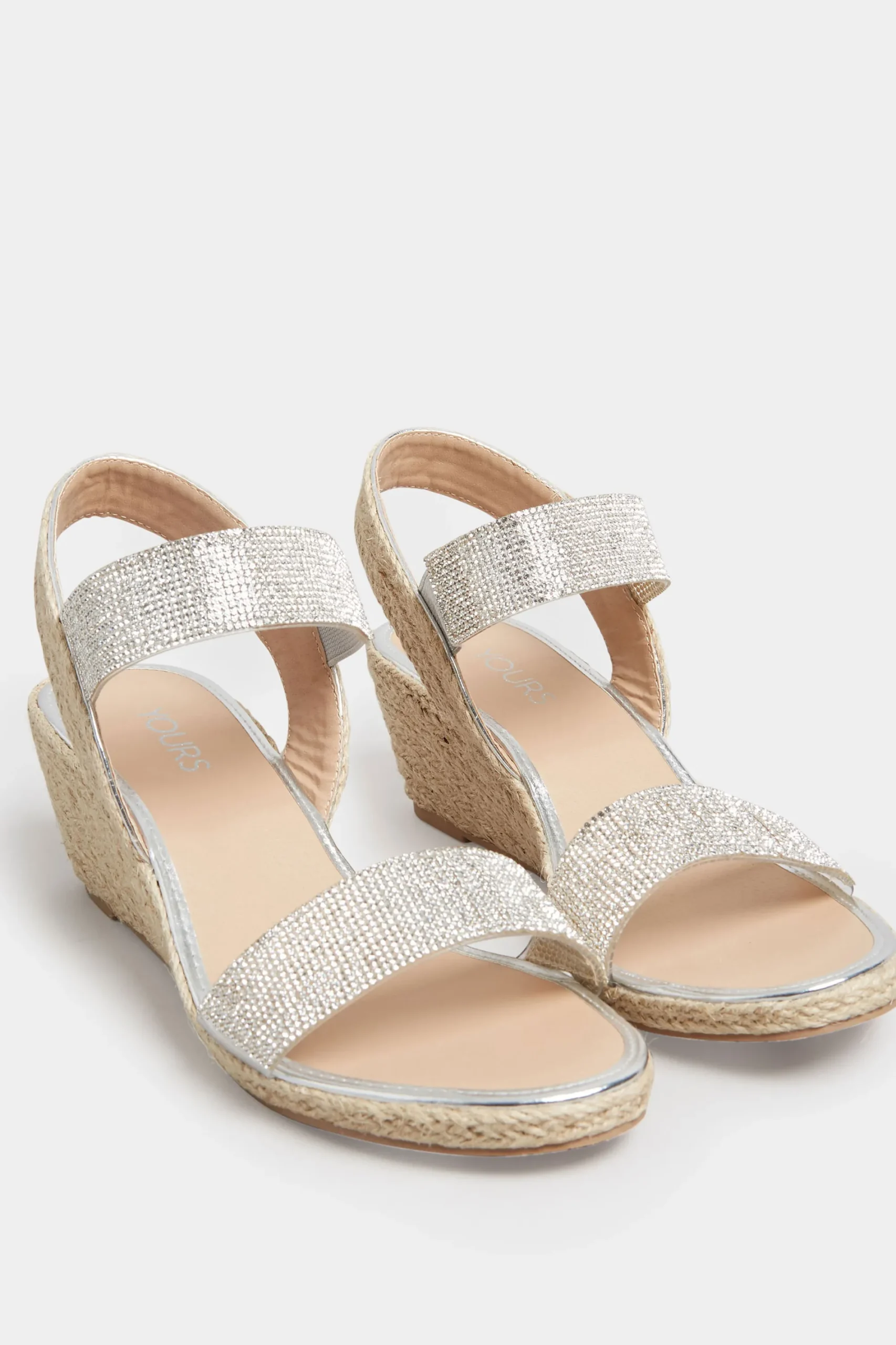 M&Co Yours Yours Silver Espadrille Wedge Sandals In Wide E Fit & Extra Wide Eee Fit>Women Heels