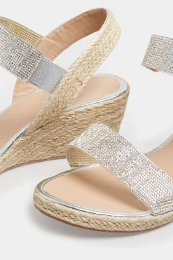 M&Co Yours Yours Silver Espadrille Wedge Sandals In Wide E Fit & Extra Wide Eee Fit><noscript><img width=