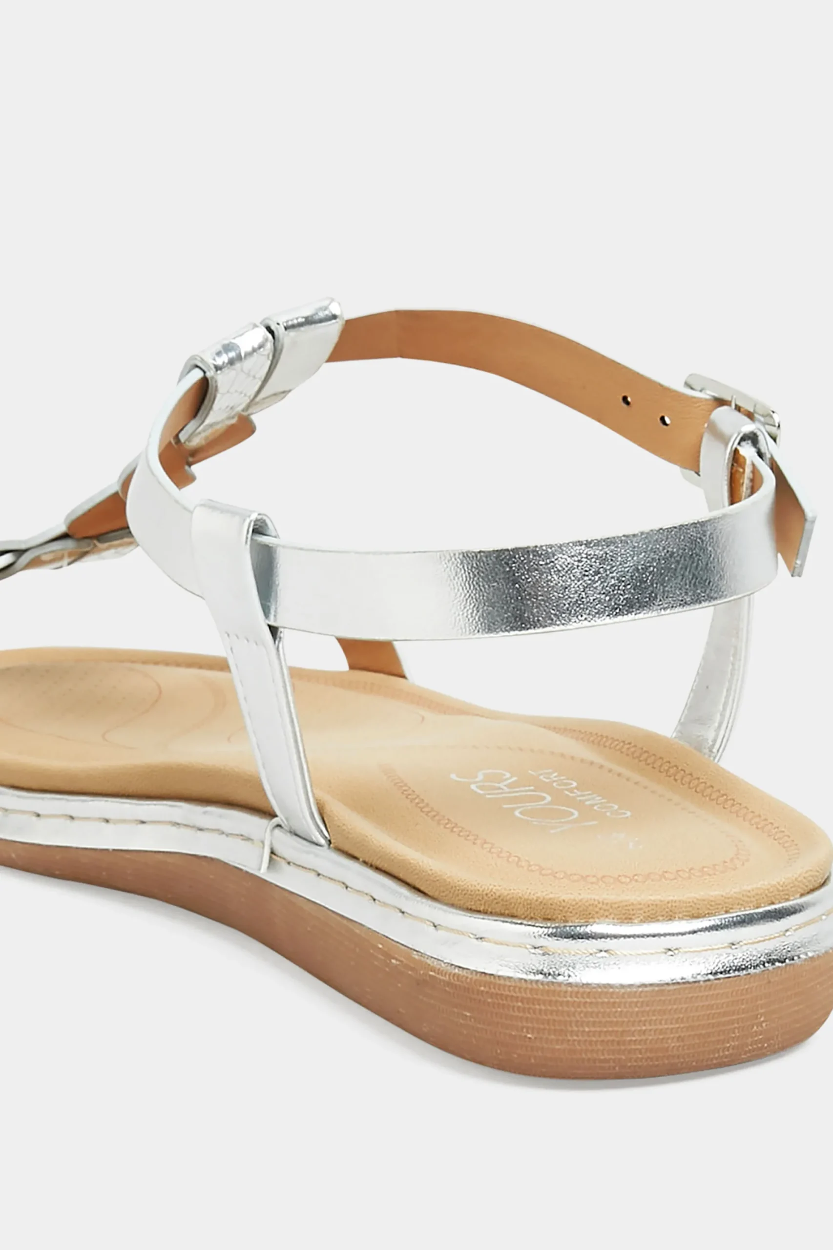 M&Co Yours Yours Silver Plaited Strap Sandals In Wide E Fit & Extra Wide Eee Fit>Women Flat Shoes