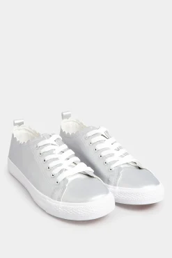 M&Co Yours Yours Silver Scalloped Edge Trainers In Wide E Fit>Women Trainers