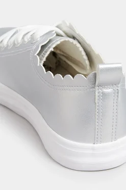 M&Co Yours Yours Silver Scalloped Edge Trainers In Wide E Fit><noscript><img width=