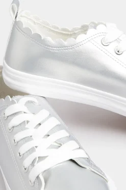M&Co Yours Yours Silver Scalloped Edge Trainers In Wide E Fit><noscript><img width=