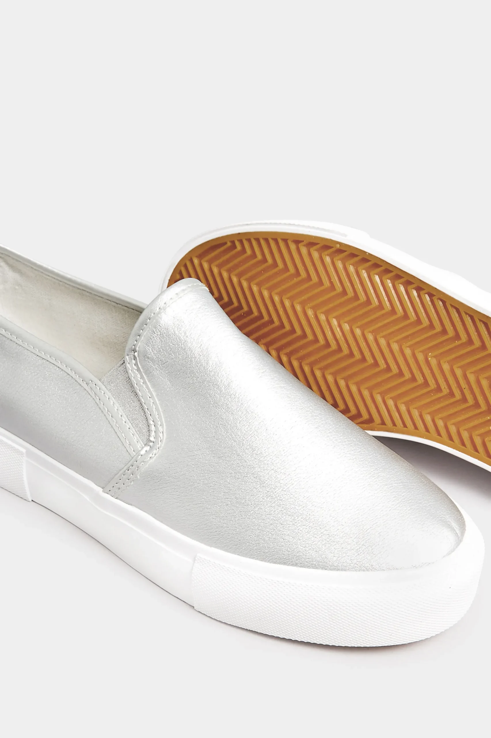 M&Co Yours Yours Silver Slip-On Trainers In Wide E Fit>Women Flat Shoes