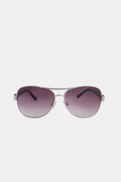 M&Co Yours Yours Silver Tone Diamante Detail Aviator Sunglasses>Women Sunglasses