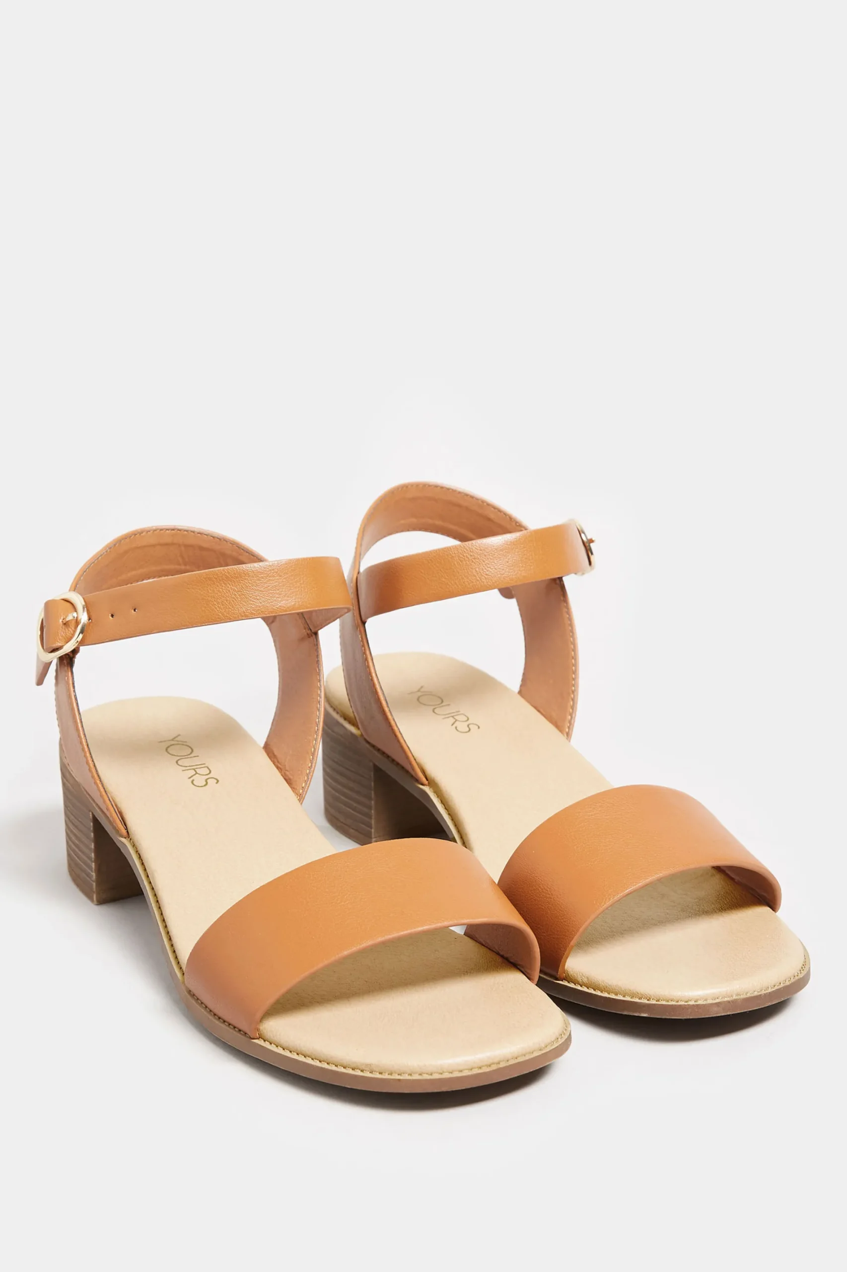 M&Co Yours Yours Tan Brown Strappy Low Heel Sandals In Extra Wide Eee Fit>Women Sandals
