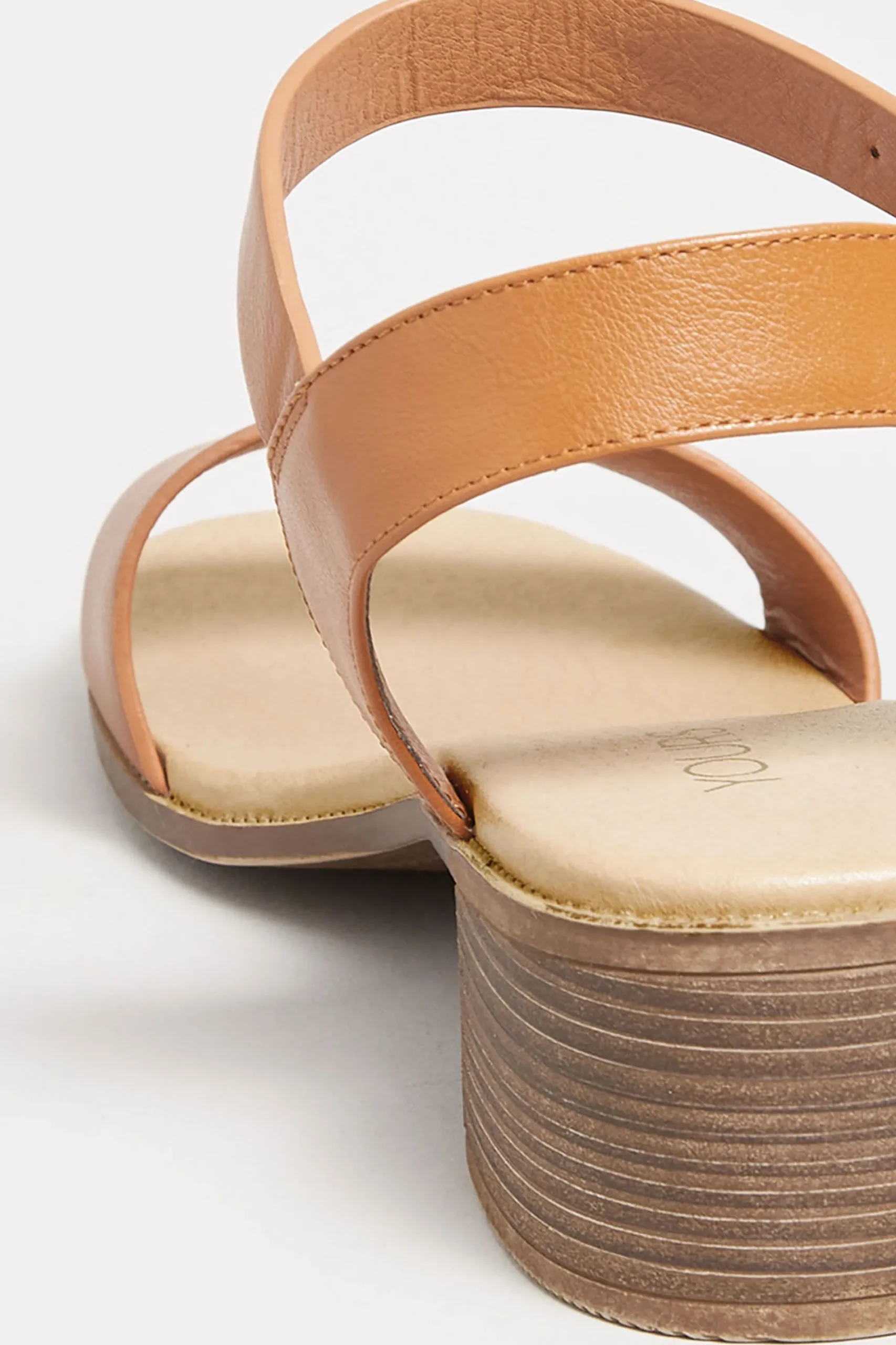 M&Co Yours Yours Tan Brown Strappy Low Heel Sandals In Extra Wide Eee Fit>Women Sandals