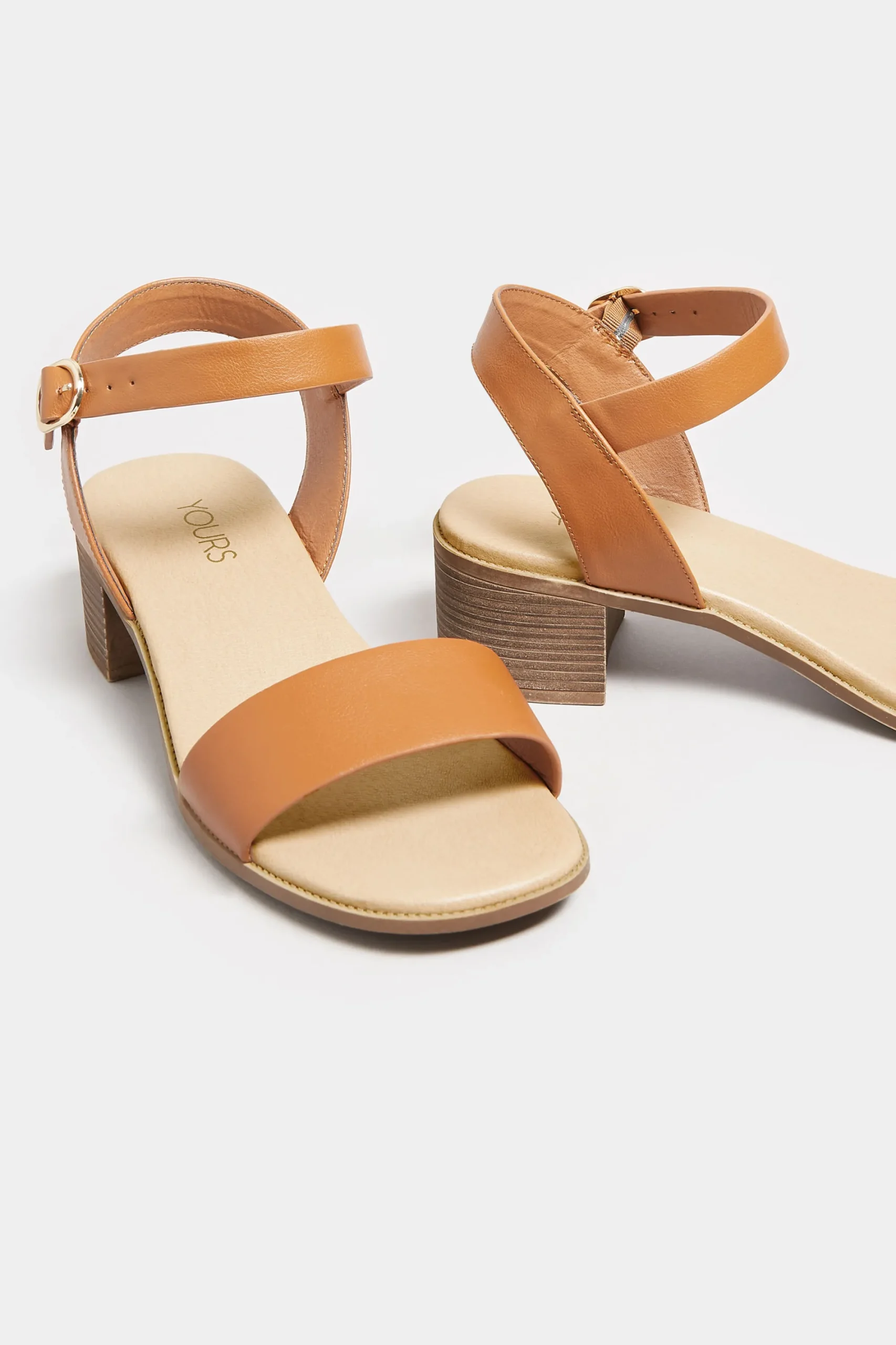 M&Co Yours Yours Tan Brown Strappy Low Heel Sandals In Extra Wide Eee Fit>Women Sandals