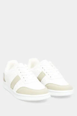 M&Co Yours Yours White & Beige Brown Stripe Trainers In Wide E Fit>Women Trainers