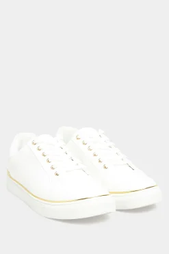 M&Co Yours Yours White & Gold Hardware Trainers In Extra Wide Eee Fit>Women Flat Shoes