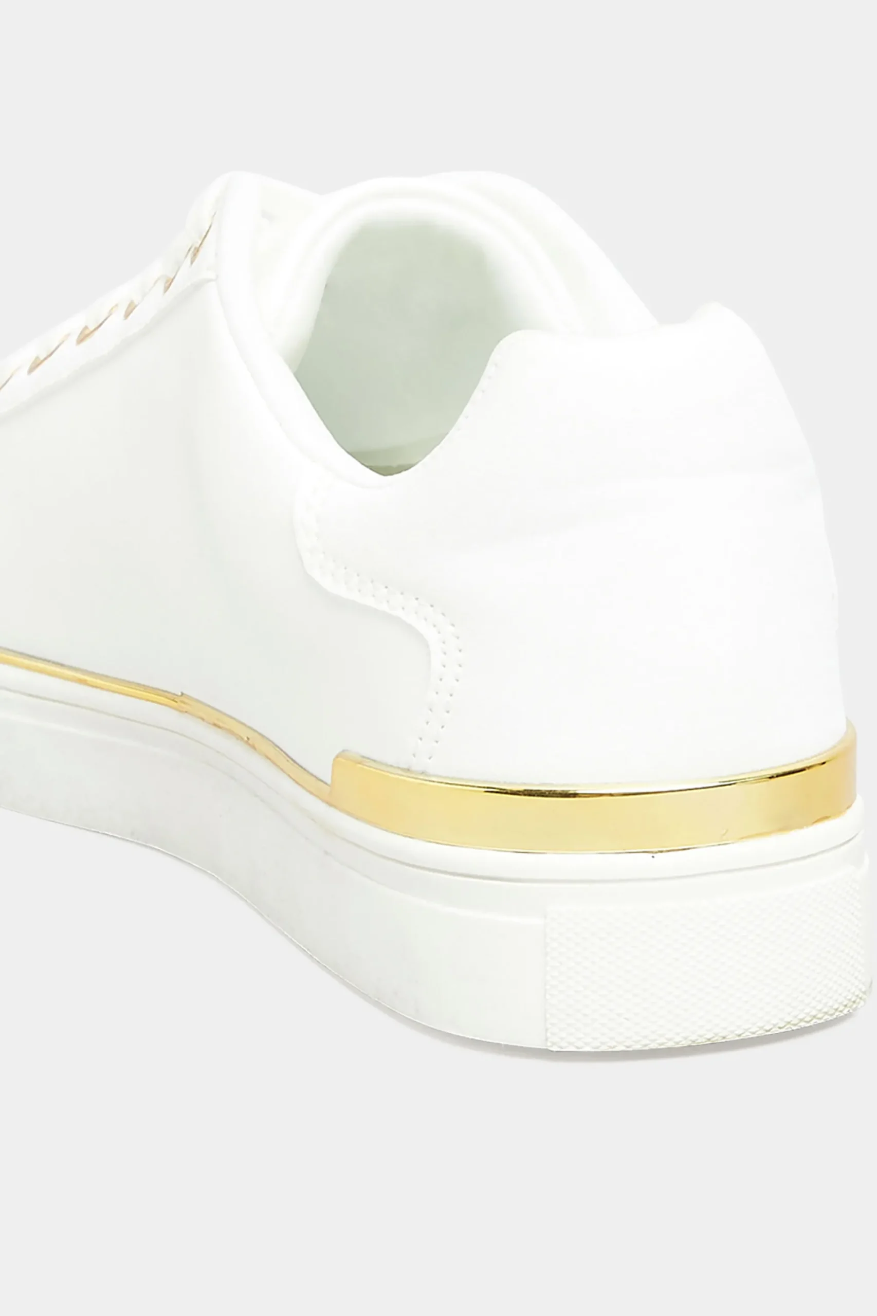 M&Co Yours Yours White & Gold Hardware Trainers In Extra Wide Eee Fit>Women Flat Shoes